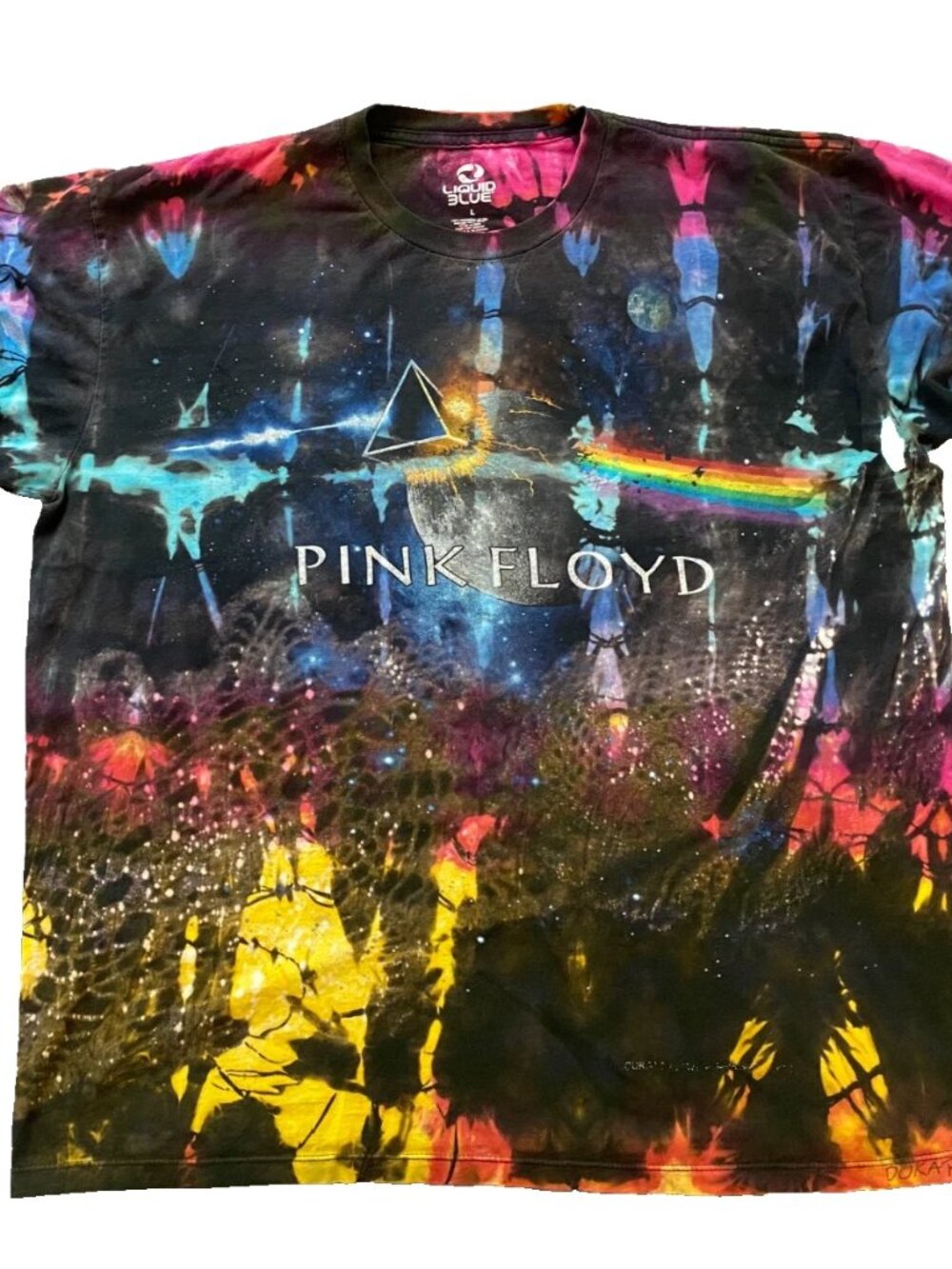 Liquid Blue Pink Floyd Tie Dye Graphic T-Shirt Y2K